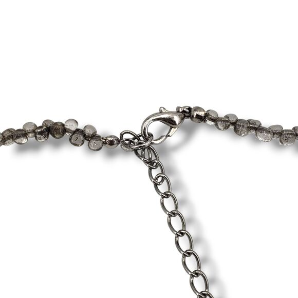 Blue Gold Speck Lapis Lazuli Oval Clear Glass Spacers Beaded Collar Necklace - Picture 5 of 9